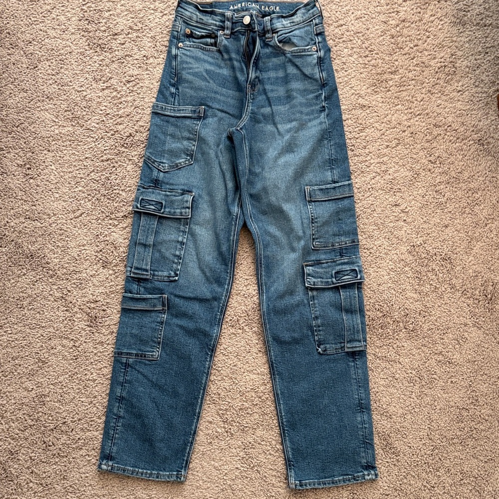 American Eagle Outfitters Blue Cargo Jeans